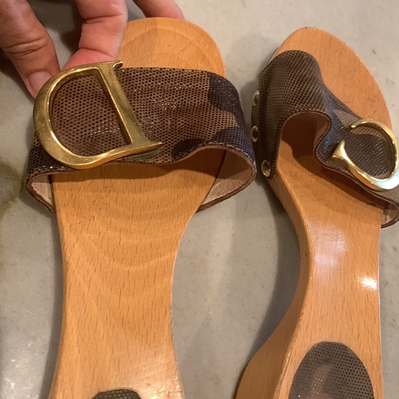 Christian Dior clog slides vintage C & D on camouflage leather good condition - Picture 4 of 6
